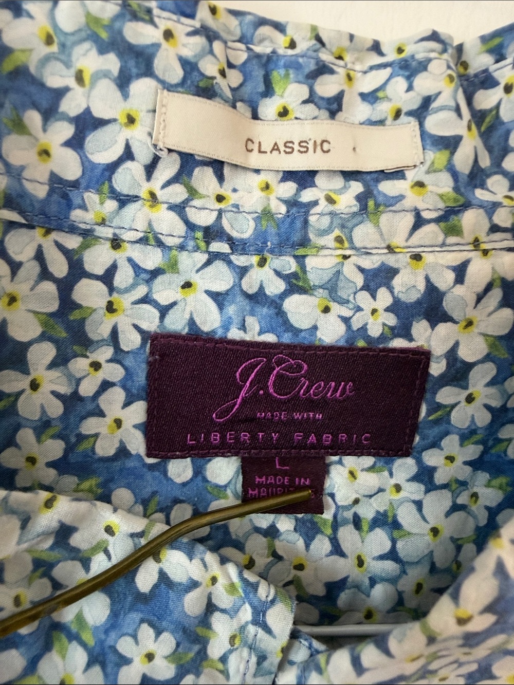 J. Crew Blue and White Floral Short-Sleeve Button-Down Shirt - Picture 2 of 6
